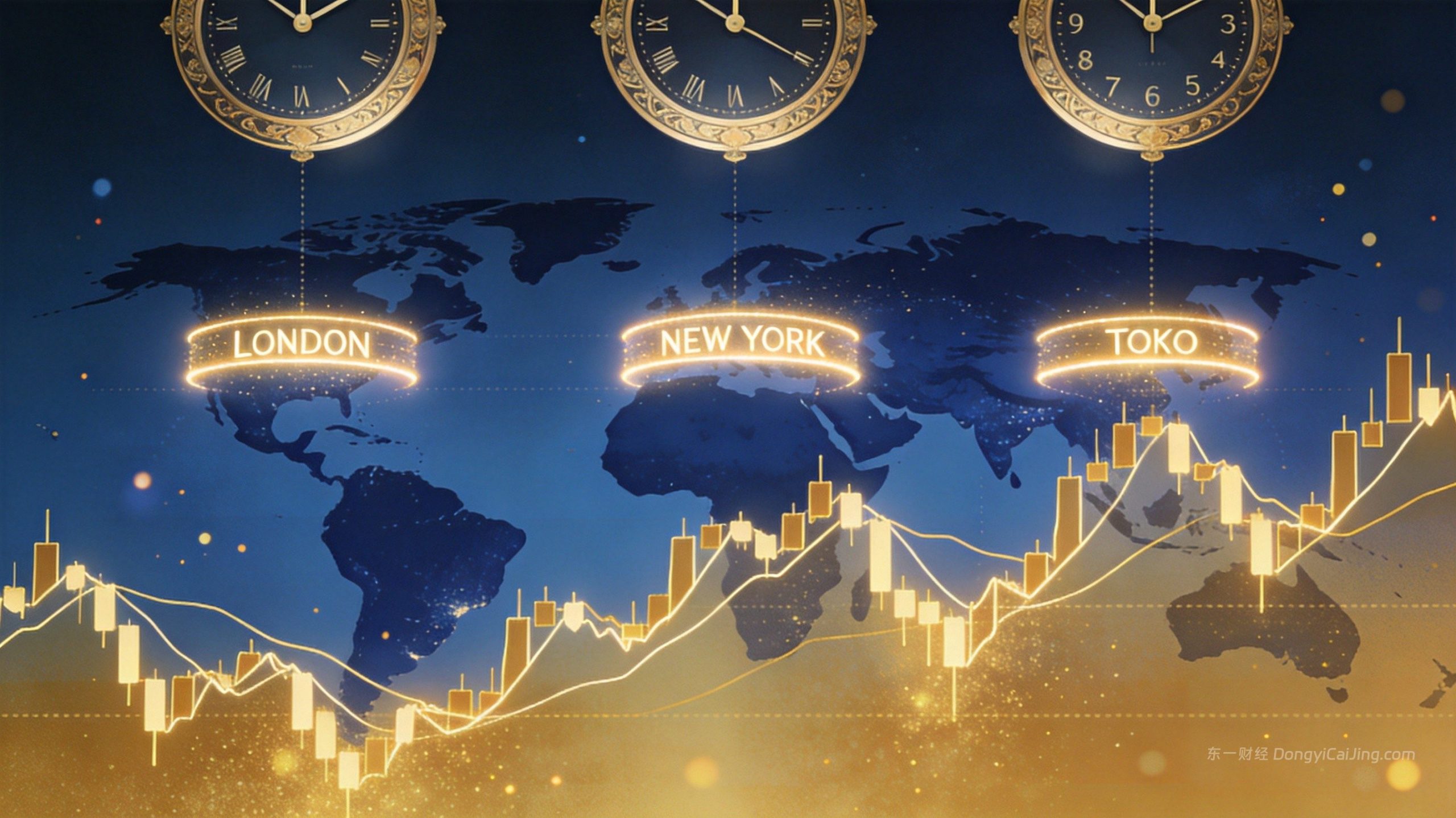 XAUUSD黄金伦敦纽约亚洲三大交易时段波动率对比示意图