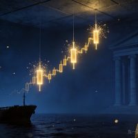 XAUUSD黄金周度前瞻示意图，金价K线三度冲击4200美元阻力折返，油轮与美联储建筑背景